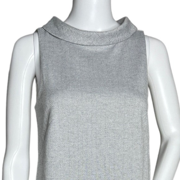Ann Taylor Dress Women XS Tall Gray Shift Fold Over High Neck Neutral Minimalist - Picture 5 of 9